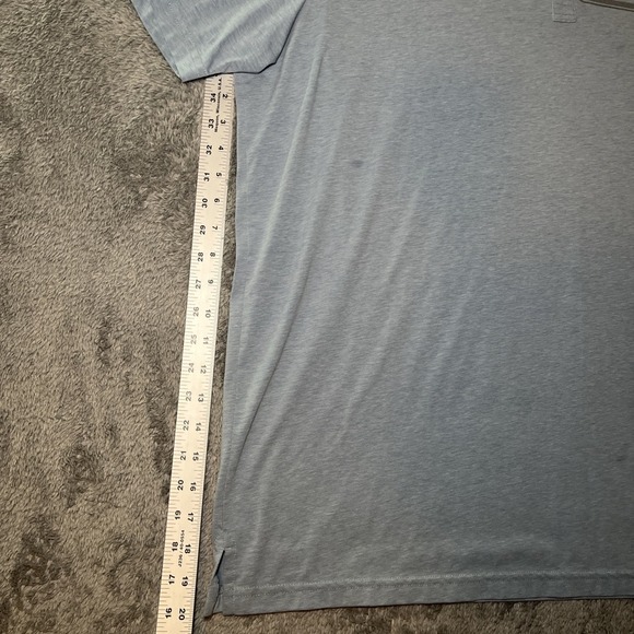 Travis Matthew Men's SZ 3XL Short Sleeve Gold Polo Baby Blue W Grey Stripe Shirt - Picture 9 of 16